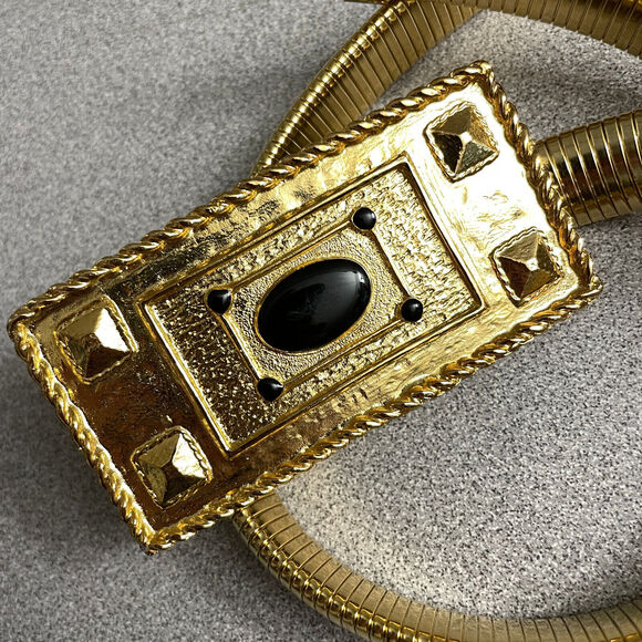 Etruscan Gold-Toned Belt Womens Small Rectangle Buckle Faux Stone 34.75\